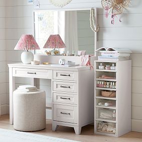 Hampton Single Pedestal Storage Vanity Desk (40&quot;)