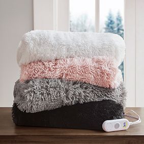 Serta Malea Shaggy Faux Fur Heated Throw