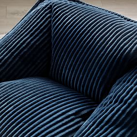 Large Chamois Midnight Blue Modern Bean Bag Lounger