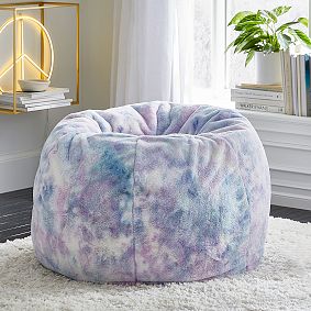 Large Tie-Dye Faux Fur Bean Bag Chair