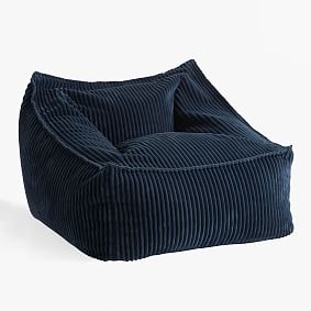 Large Chamois Midnight Blue Modern Bean Bag Lounger