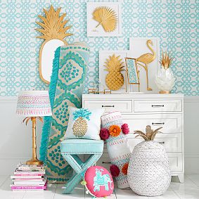 Studded X-Frame Ottoman Stool