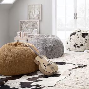 Large Speckled Coat Faux-Fur Bean Bag Chair