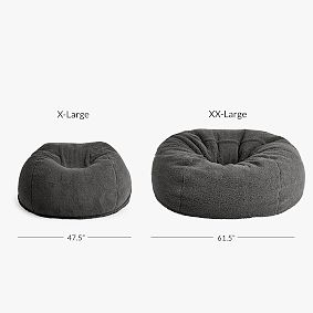 Large Sherpa Charcoal Oversized Bean Bag Chair