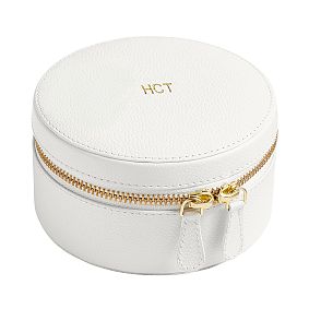 Elliot Leather Round Travel Jewelry Case