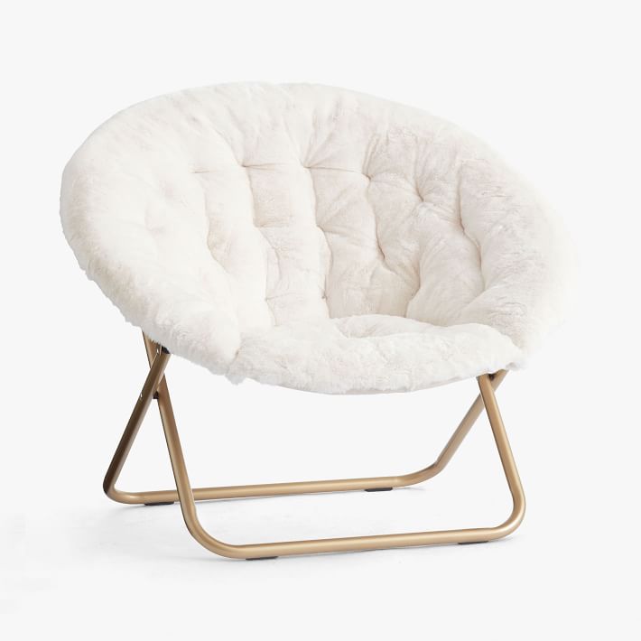 Polar Bear Faux Fur Ivory Hang-A-Round Chair Pottery Barn Teen