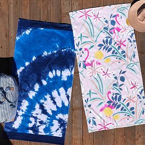 Tie-Dye Burst Beach Towel UPF 50+, Blue