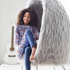 Gray Himalayan Faux-Fur Cave Chair
