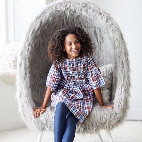 Gray Himalayan Faux-Fur Cave Chair