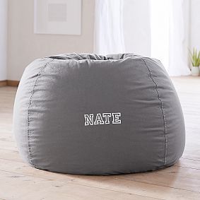 Large Charcoal Washed Twill Bean Bag Chair