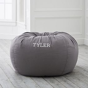 Large Charcoal Washed Twill Bean Bag Chair