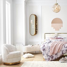 Polar Bear Faux-Fur Round Tufted Swivel Desk Chair