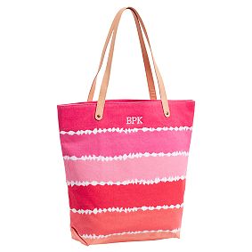 Seaside Splash Beach Tote, Warm Tie-Dye Stripe