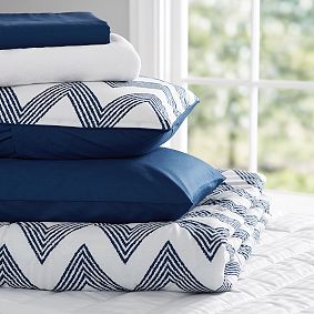 Zig Zag Stripe Deluxe Comforter Value Set, Royal Navy