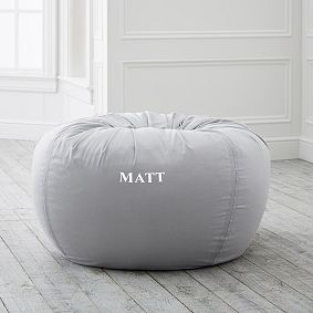Large Light Gray Washed Twill Beanbag