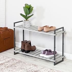 2-Tier Tubular Metal Shoe Rack 