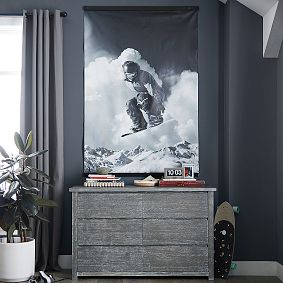 Black and White Snowboarder Wall Mural