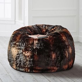 Large Brown Bear Faux-Fur Bean Bag Chair
