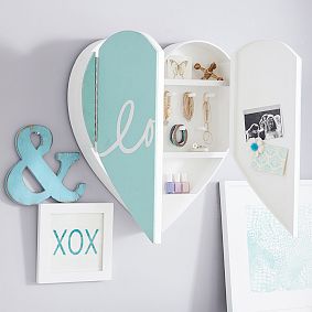 Lovely Heart Jewelry Wall Cabinet