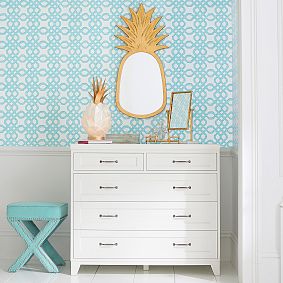 Studded X-Frame Ottoman Stool