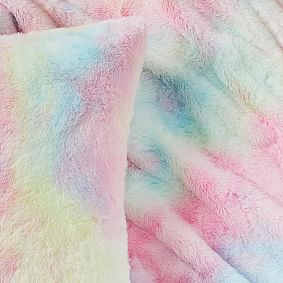 Tie-Dye Faux-Fur Pillow Cover