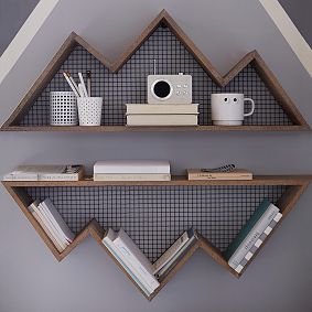 Wood And Metal Mountain Shelf