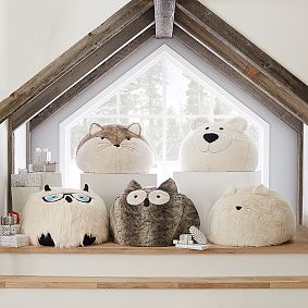 Large Cat Faux-Fur Beanbag