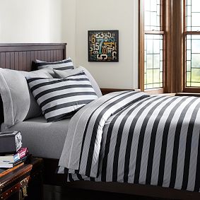 Brooklyn Stripe Duvet Cover, Black
