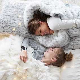 Gray Leopard Faux-Fur Sleeping Bag