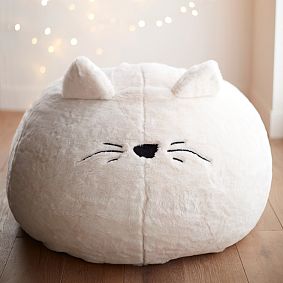Large Cat Faux-Fur Beanbag