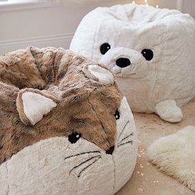 Large Fox Faux-Fur Critter Bean Bag Chair