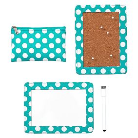 Pool Dot Cork Board, Dry-Erase Board &amp; Pouch