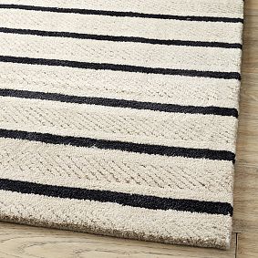 Textured Stripe Wool Rug - Natural