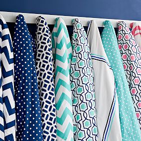 Trellis Twist Duvet Cover + Sham, Bright Pink/Royal Navy