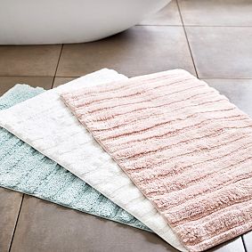 Bamboo Carved Ribbed Bath Mat