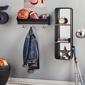 Black Metal Mirrored Shelf
