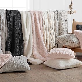 Faux-Fur Ruched Throw