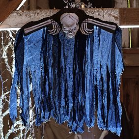 Hanging Skeleton With Black Drape