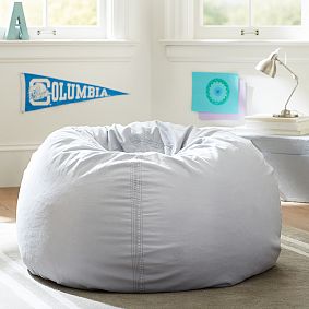 Large Light Gray Washed Twill Beanbag