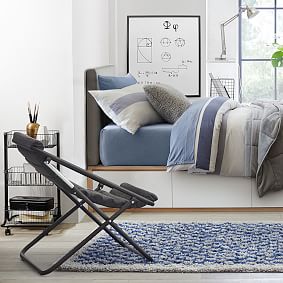 Textured Faux Suede Charcoal Channeled Sling Chair