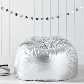 Large Silver Metallic Bean Bag Chair