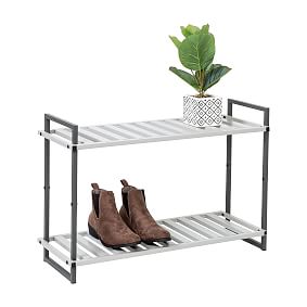 2-Tier Tubular Metal Shoe Rack 