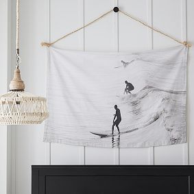Black and White Canvas Surf Tapestry