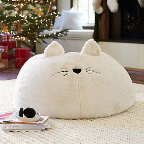 Large Cat Faux-Fur Beanbag