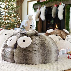 Large Cat Faux-Fur Beanbag
