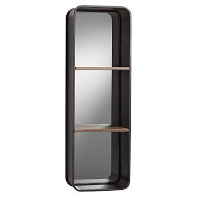 Black Metal Mirrored Shelf