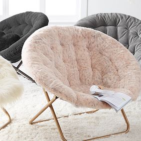 Blush Leopard Faux-Fur Hang-A-Round Chair