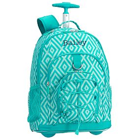 Gear-Up Preppy Diamond Rolling Backpack, Pool