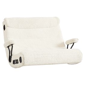 Sherpa Ivory Faux-Fur Double Gaming Speaker Media Chair