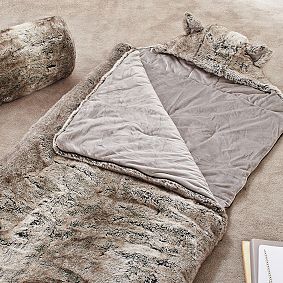 Faux Fur Sleeping Bag, Gray Ombre